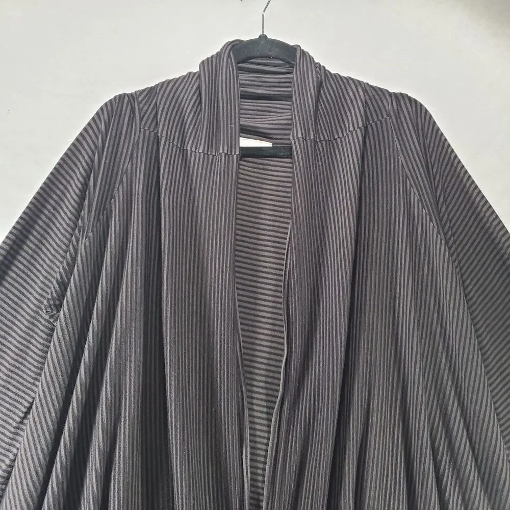 L Bryn Walker Knit Striped Shawl Collar Waterfall Cardigan Longline Lagenlook - Picture 8 of 13